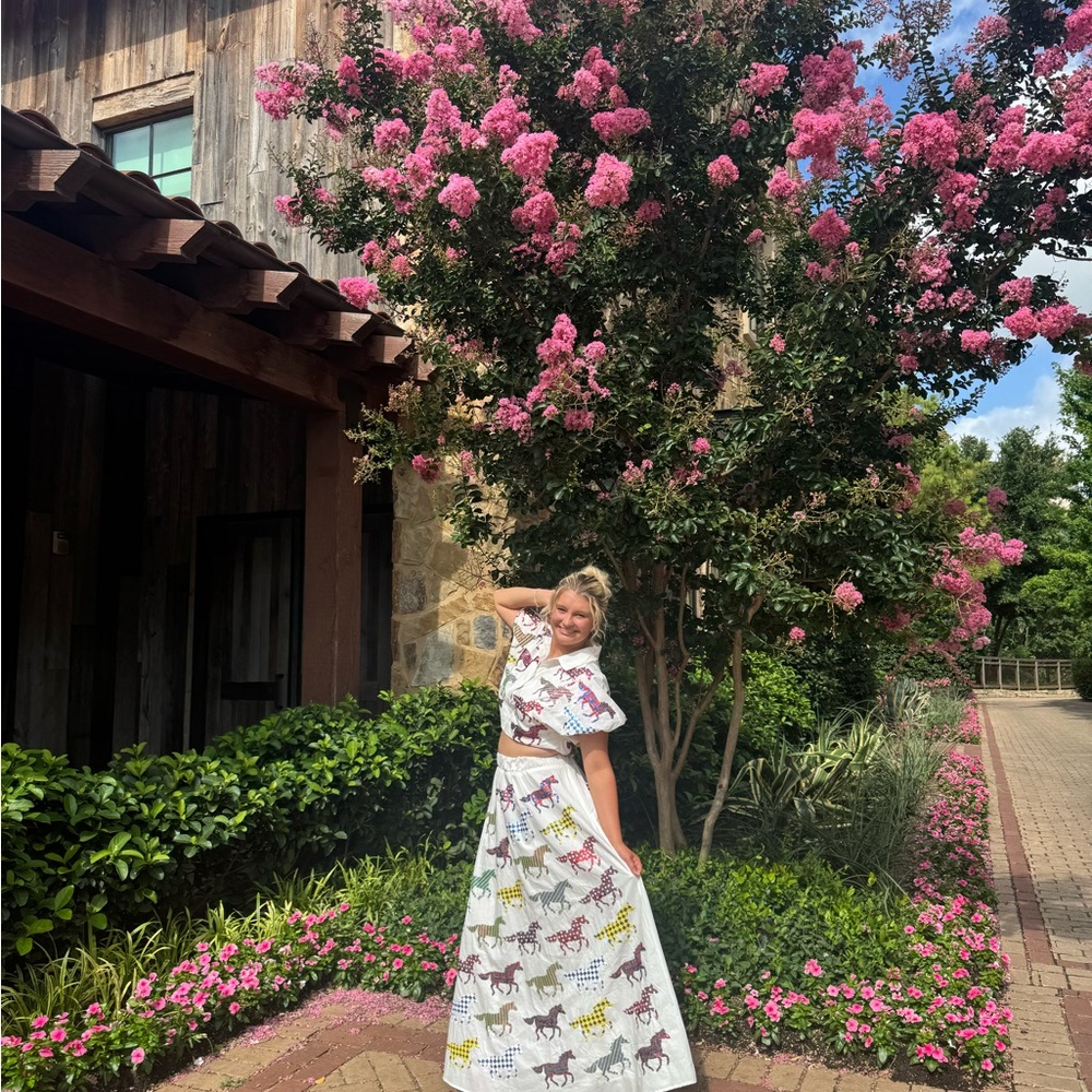White Dress with Horse Print QOS